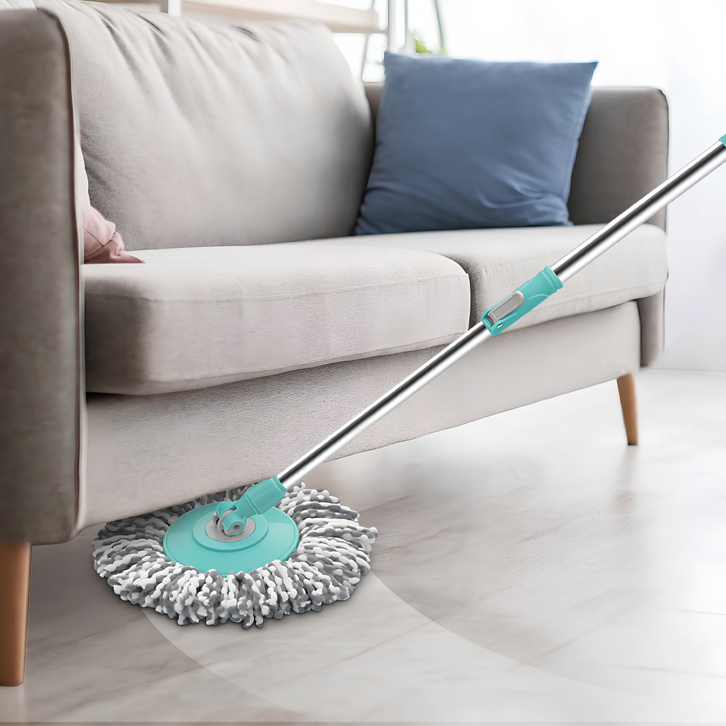 Spotzero By Milton Smart Spin Mop with Bucket, Floor Mop (Aqua Green, Two Refills)
