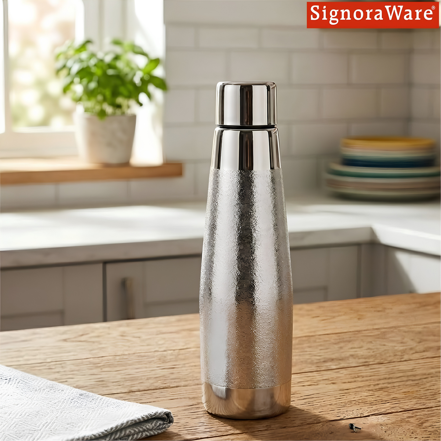 SignoraWare Zest Nickle Copper Water Bottle | Airtight & Leakproof | Holistic & Wellness Benefits | Ideal for Travelling & Office | Boost Immunity | Skin & Hair Wellness | Gifting Article (900ml)