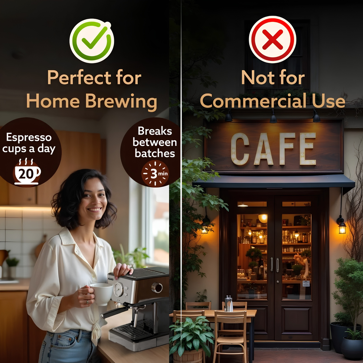 AGARO Imperial Espresso Coffee Machine, 15 Bars | With Foaming Milk, Frother Wand for Espresso, Cappuccino, Latte and Mocha, Steam Espresso Maker For Home | Adjustable Milk Frothing and Double Temperature Control System | Stainless Steel | 1100 W