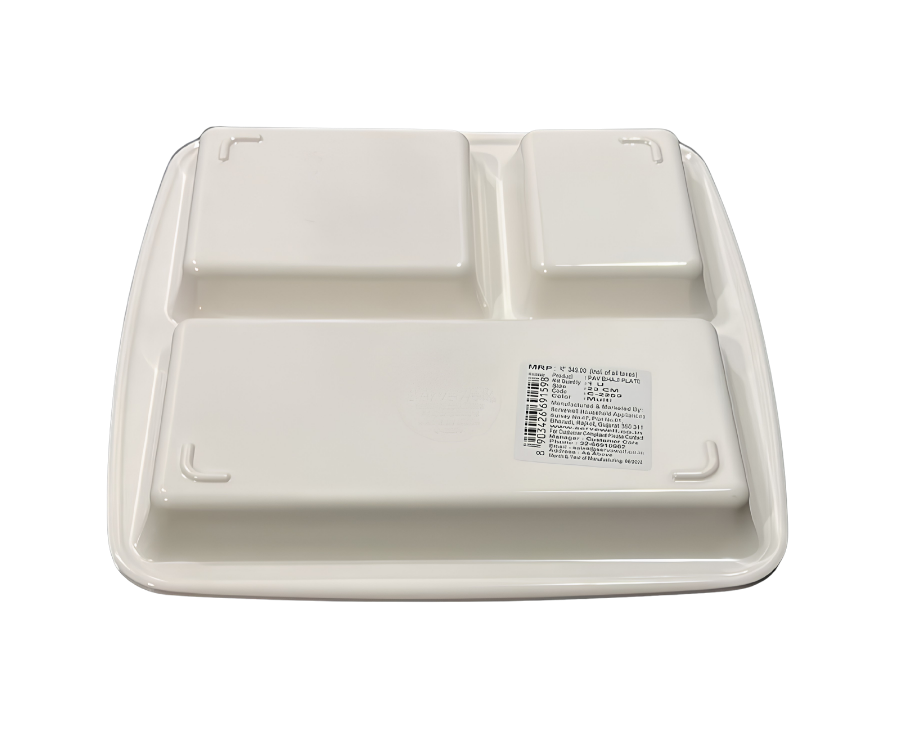 SERVEWELL Melamine Pav Bhaji Plate | Snack Plate | Set of 6 | White | Glossy