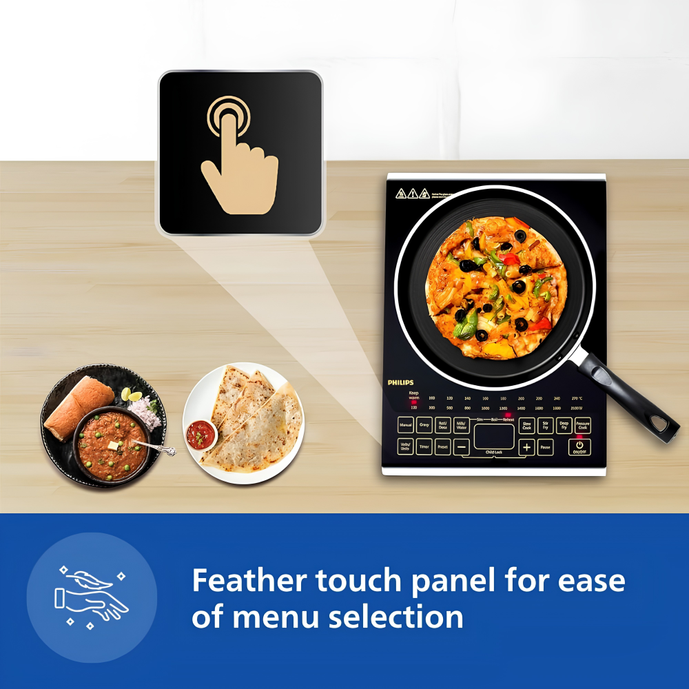 PHILIPS Viva Collection HD4938/01 2100-Watt Glass Induction Cooktop with Sensor Touch