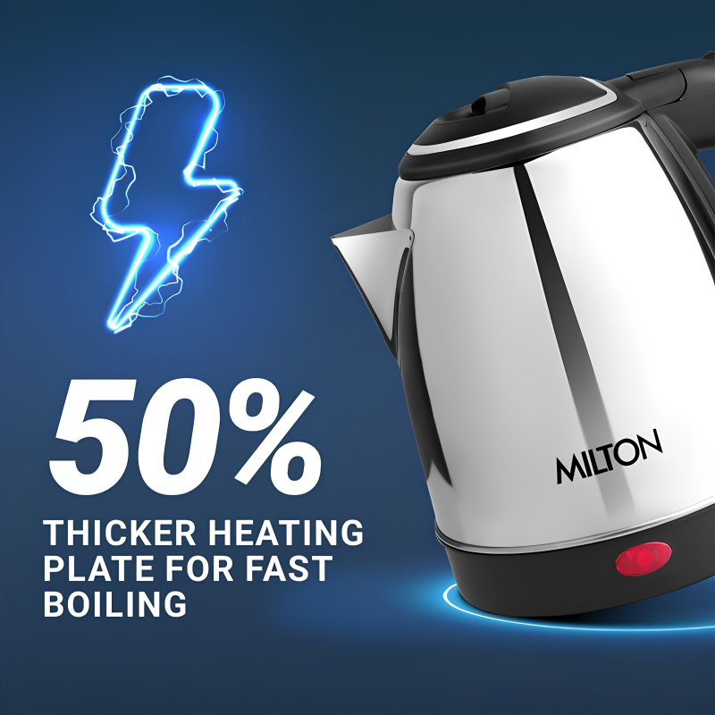 MILTON Stainless Steel  INSTA Electric Kettle | 1350 Watt | Boil Dry Protect
