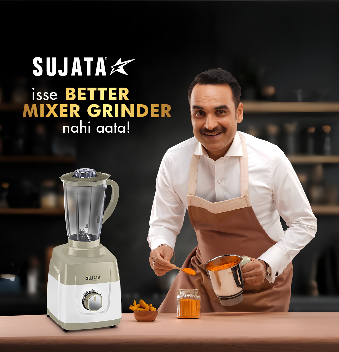 SUJATA 1000 Watt Mixer Grinder, Black | New MG01 | 3 Jar