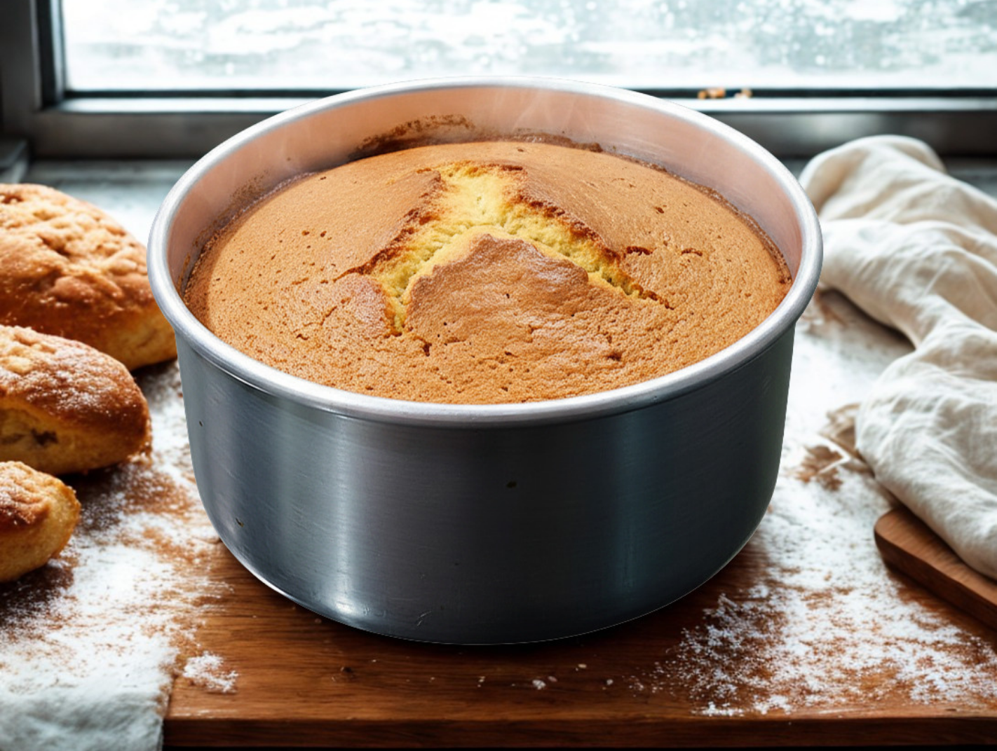 PEACOCK Aluminium Round Cake Mould | Cake Pot | For Ovens, OTG, Microwave (Convection Mode Only) | Strong & Premium Quality | Silver