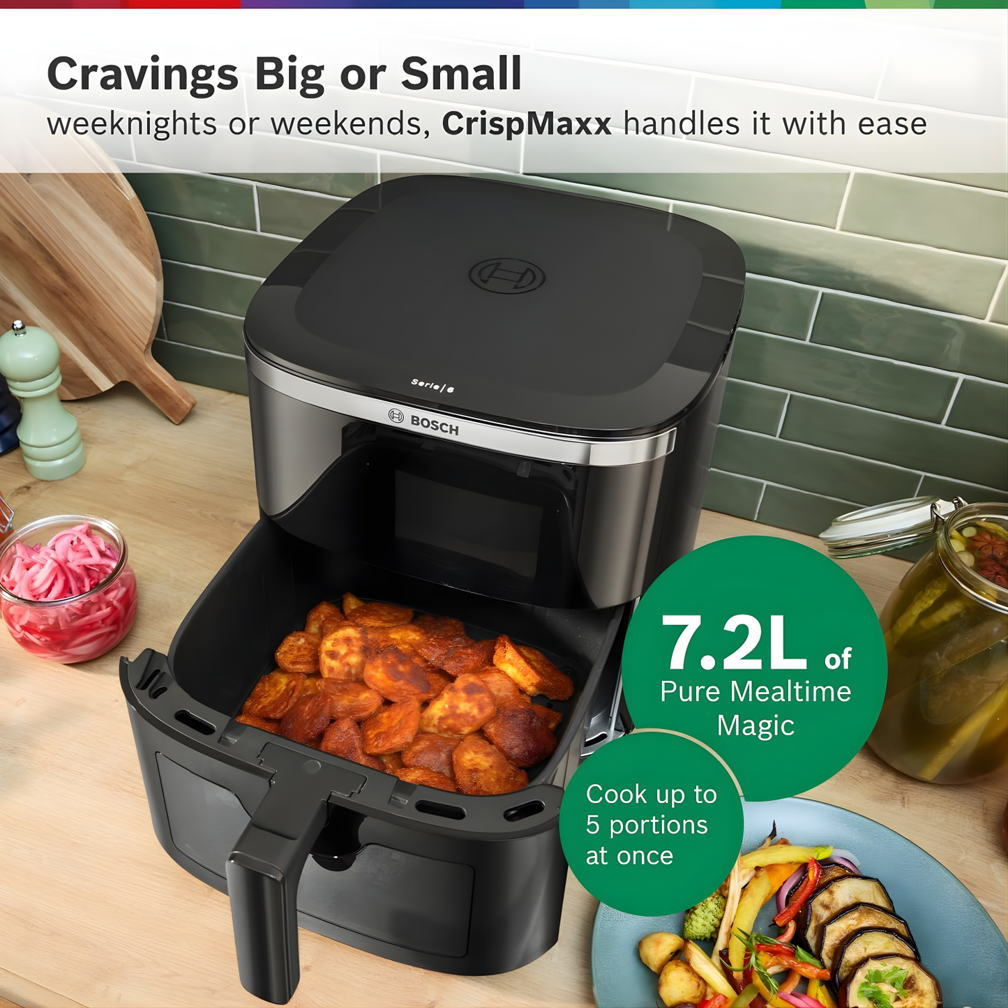 BOSCH Series 6 Air Fryer Black MAF671B0IN | 7.2 Ltr | 1800 W | Touch Control