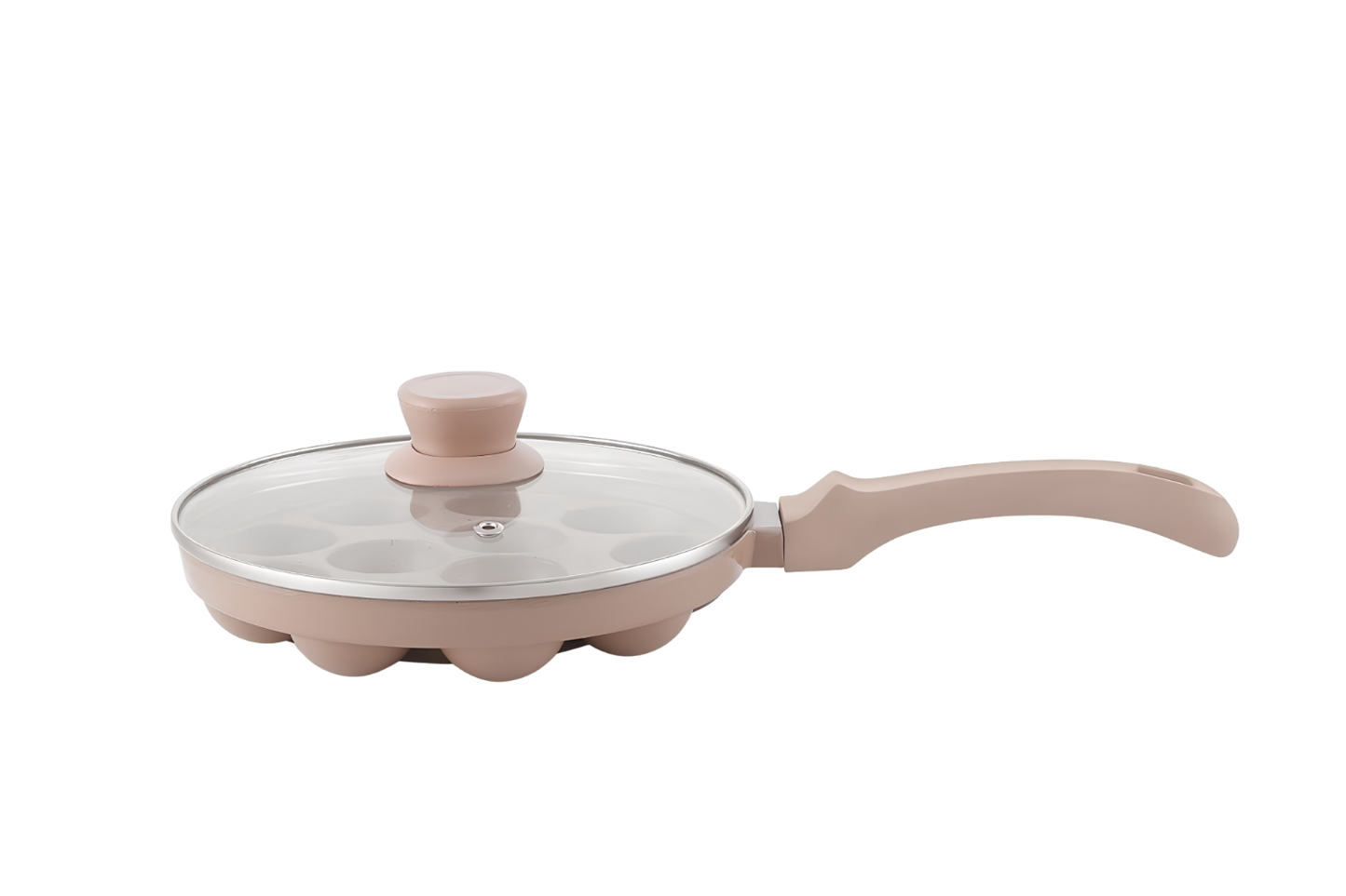 ANJALI Biscoff 12-Cup Appapatra Pan with Glass Lid – 1 Pc Appa Patra + 1 Pc Lid, Induction Base, Durable Non-Stick Cookware, Ideal for Steaming & Traditional Cooking