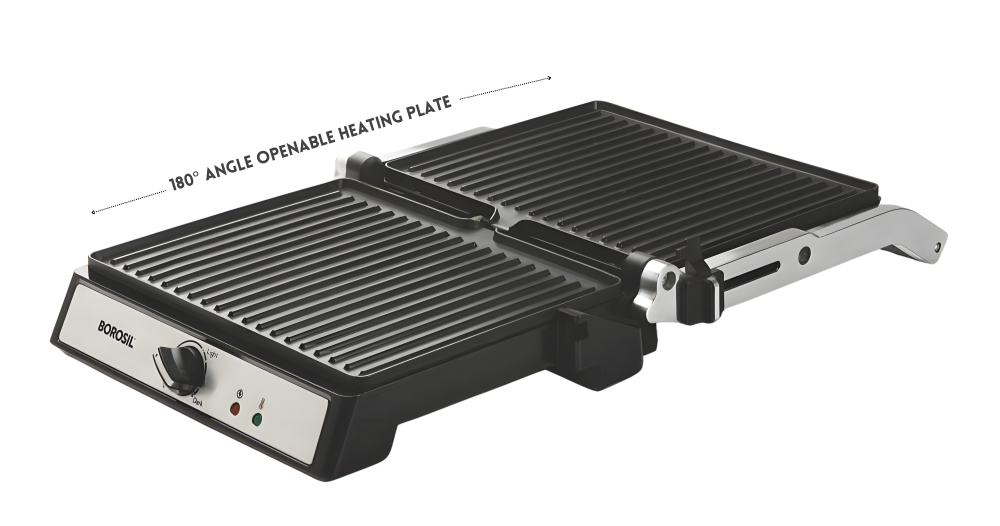 Borosil Super Jumbo, Opens 180°, 2000-Watt Grill Toaster/Sandwich Maker