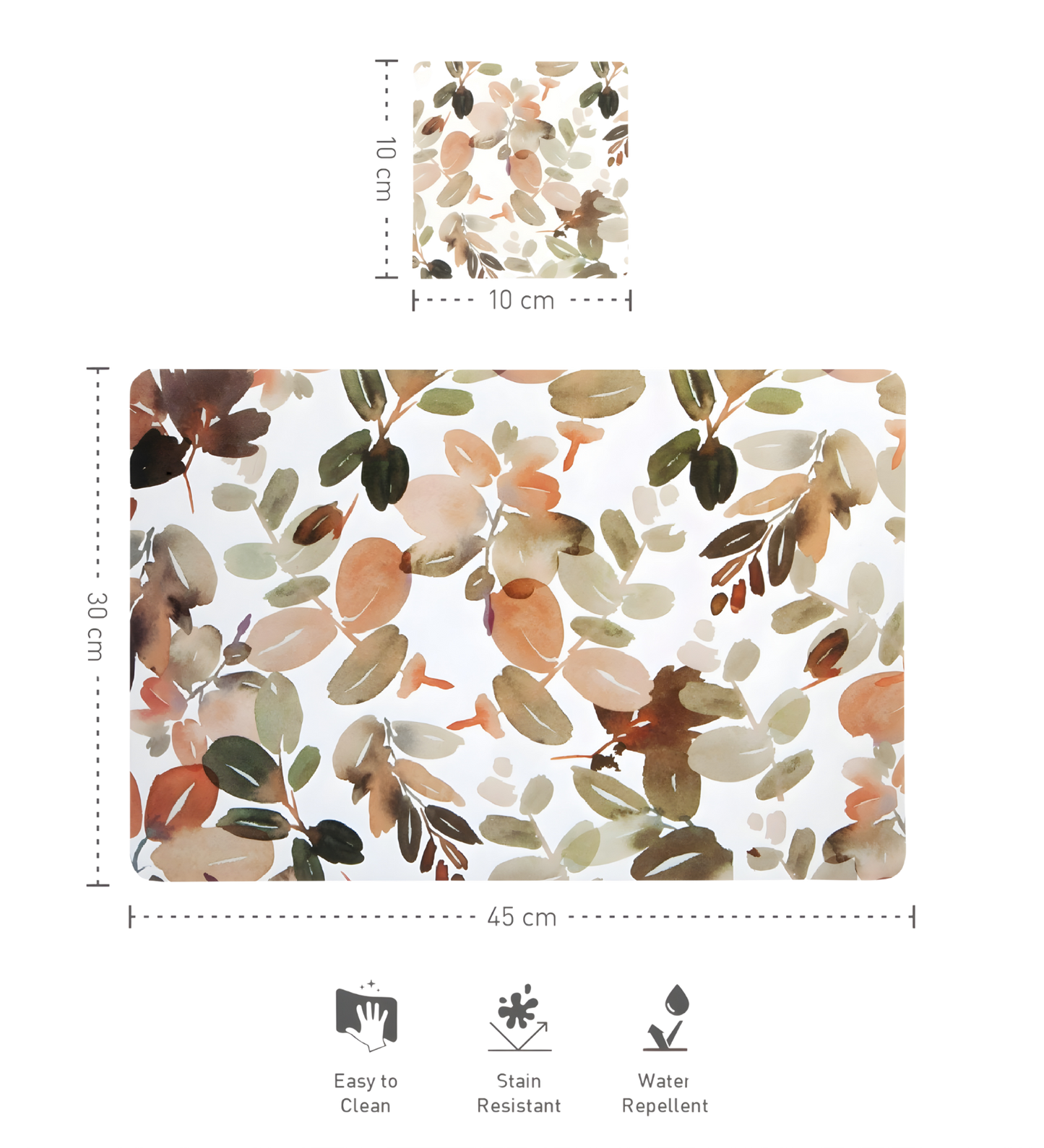 OBSSESSION Bloom Printed Table Mat White and Brown | 6 Mats + 6 Coasters | Premium