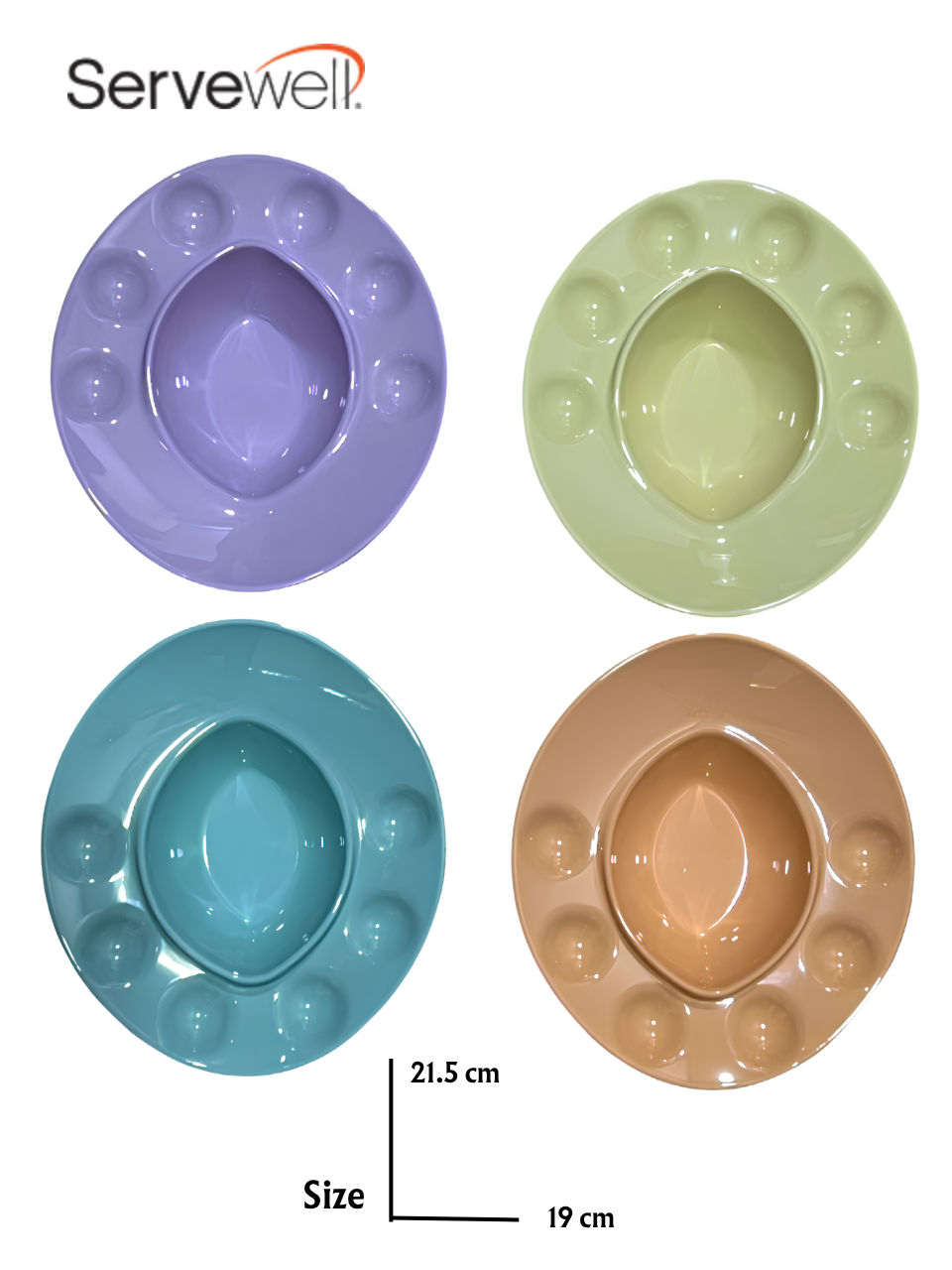 Servewell Melamine Panipuri/GOL-Gappa/Fulki/Gup-chup/Pakodi/Phuska Serving Plates (Pack of 4, Multi Color)