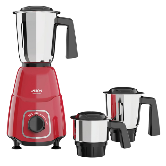 MILTON Spire Mixer Grinder, ISI Certified, Grindstone Blade Technology | 550 W | 3 Jar
