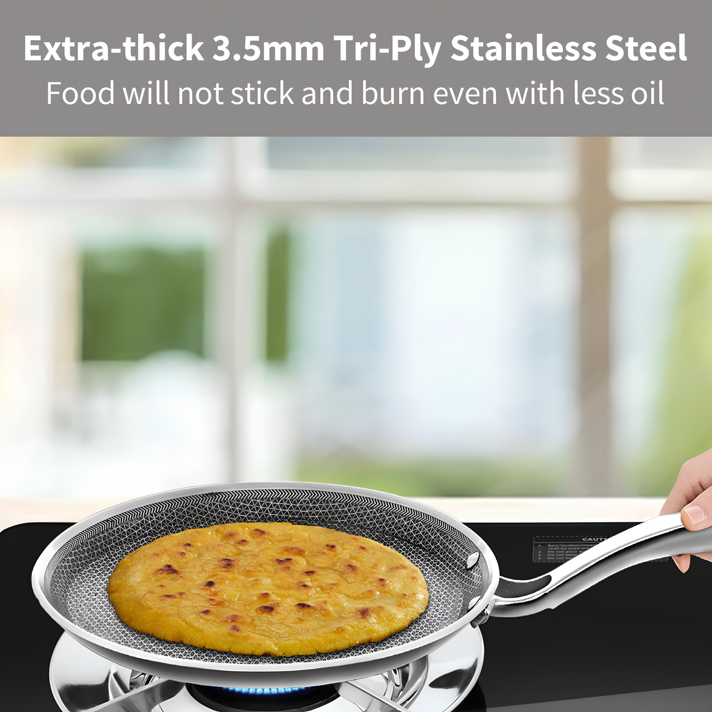 HAWKINS Induction Compatible Pro SS Tri-ply Shielded Nonstick Flat Tava 26 cm (PSNFT26)