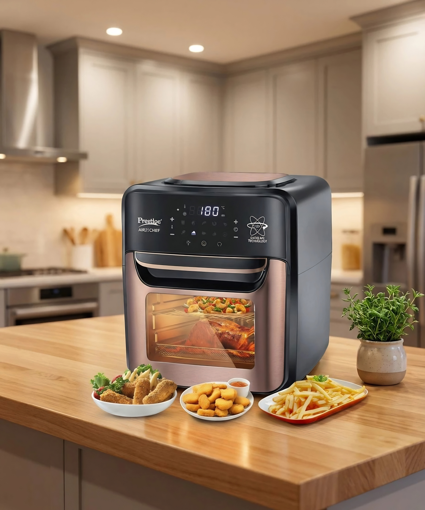 PRESTIGE Air Chef 12 Litre Air Oven| 360 Degree Rapid Air Technology | 10 Preset Menus | Unique Multi-Level Design | Smoke-Free Technology