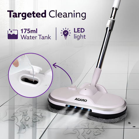 AGARO Regency Electric Spin Mop for Floor Cleaning, Floor Mopping, Automatic Wet Mopper, Cordless, Adjustable Handle, Water Sprayer, Lightweight, For Hardwood, Tile & Laminate Floors, Home, Kitchen & Office use