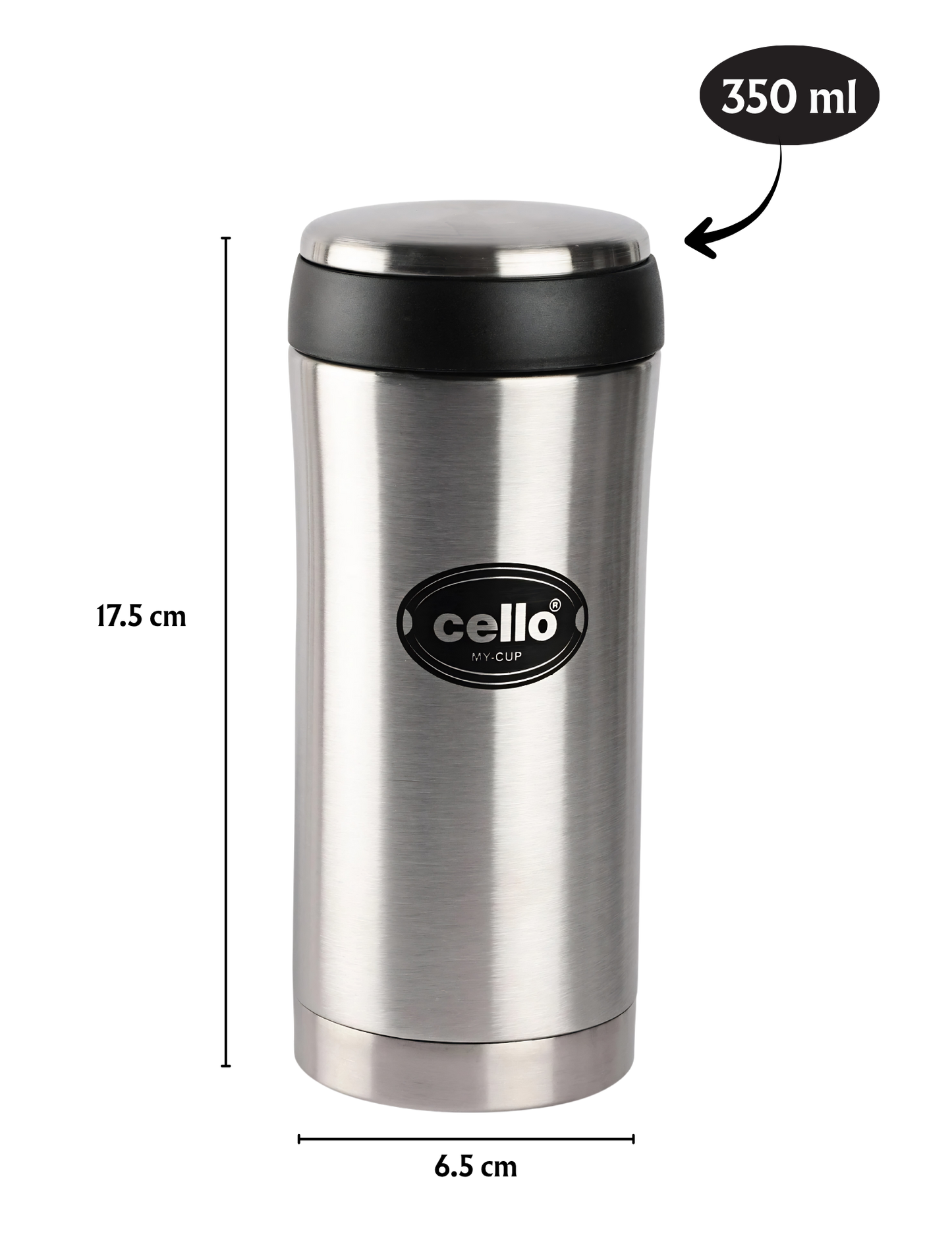 CELLO My Cup Vacuum Insulated Travel Mug | Double Wall Vacuum Insulated | For Hot & Cold Beverages | 350 ML