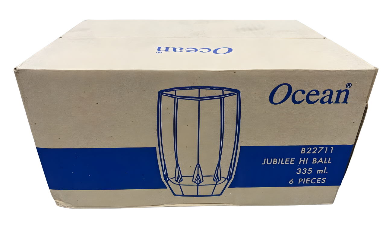 OCEAN Jubilee Hi Ball Glass Tumbler | 335 ML | Set of 6 | Clear & Transparent | Used to Serve Water, Juice, Soft Drink and Other Iced Beverages | Home Party, Offices, Hotel & Restaurant