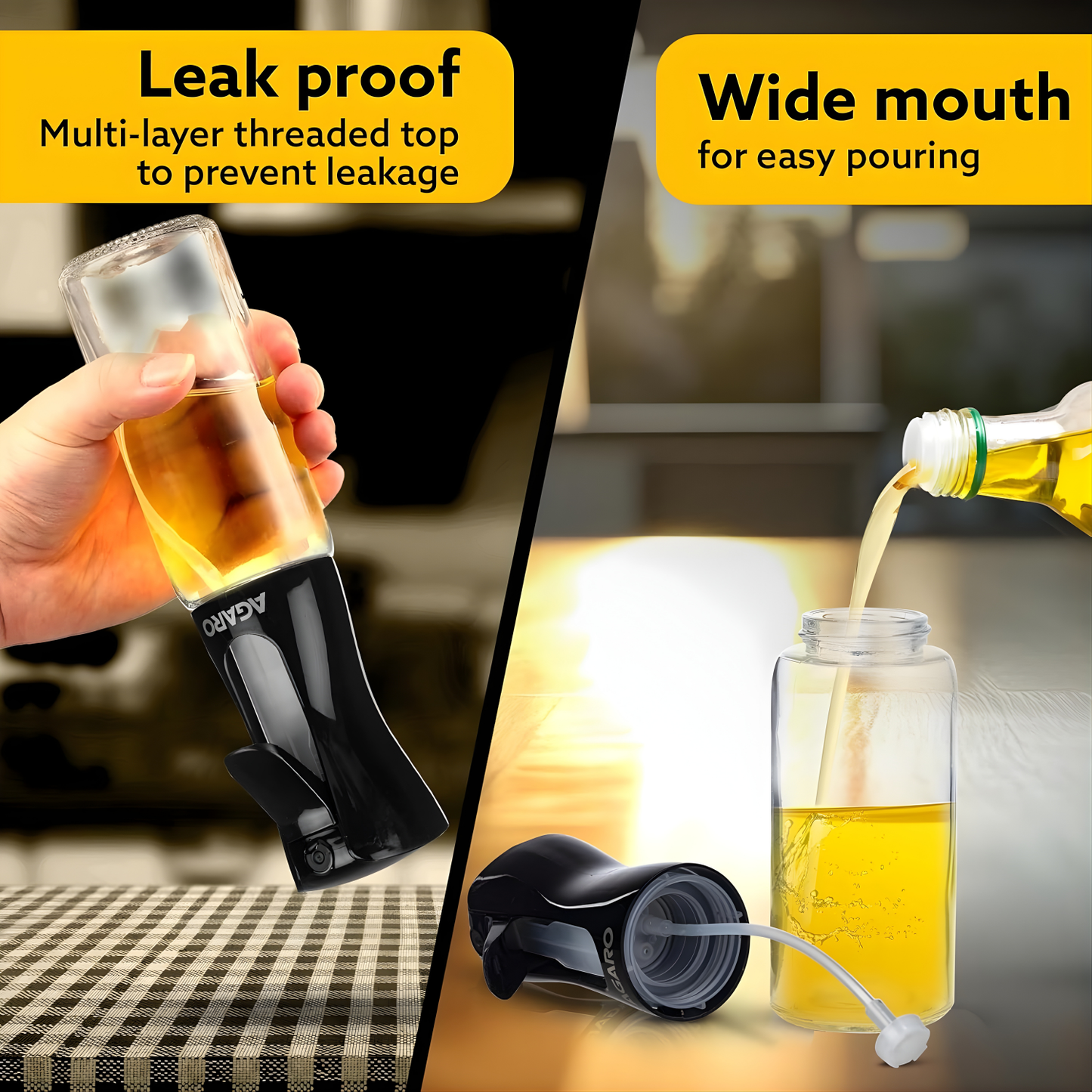 AGARO Elegant Oil Sprayer For Cooking, 200 Ml, Glass Body, Refillable Cooking Oil Spray Bottle, Oil Spritzer !