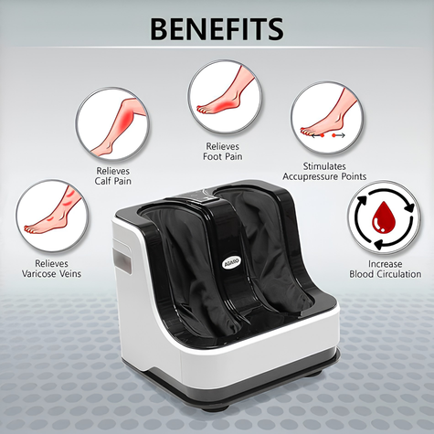 AGARO Relaxing Foot & Calf Massager Machine with Rolling & Kneading Functions | For Muscle Relaxation & Improving Blood Circulation | Suitable Home Usage | 45 degree reclining facility | White