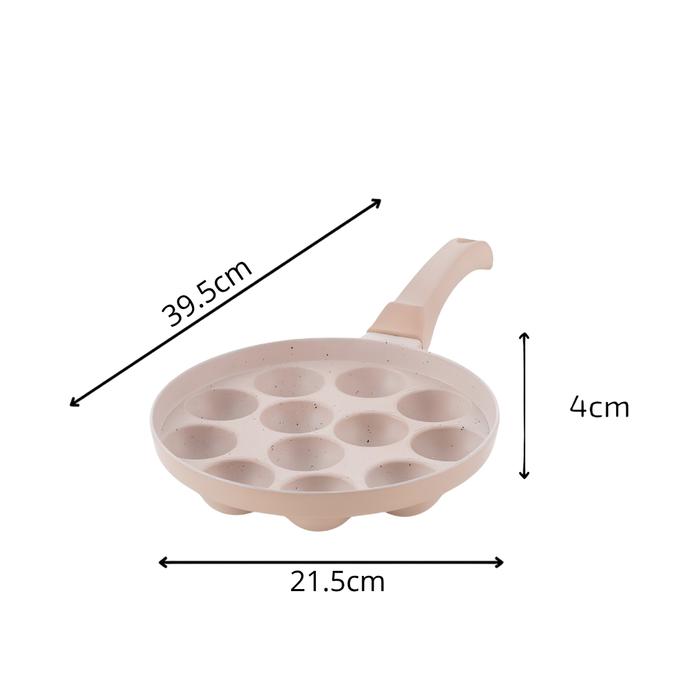 ANJALI Biscoff 12-Cup Appapatra Pan with Glass Lid – 1 Pc Appa Patra + 1 Pc Lid, Induction Base, Durable Non-Stick Cookware, Ideal for Steaming & Traditional Cooking