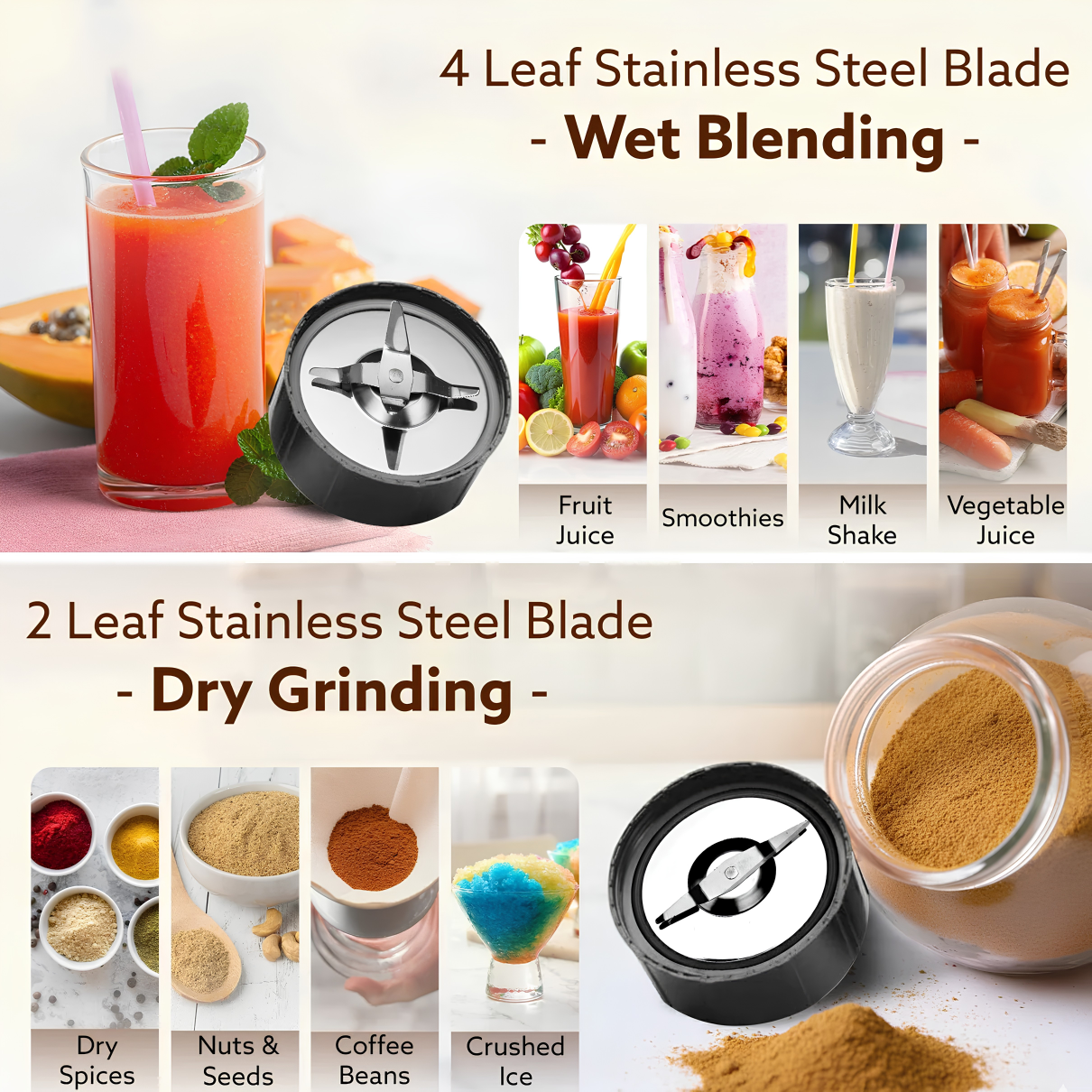 AGARO Regal Blender with 3 Jars | 400 Watts Personal Blender with 100% Copper Motor | Stainless Steel Blades | Smoothie Maker, Masala Grinder, Use for Milkshakes, Juices & Chutney | Red