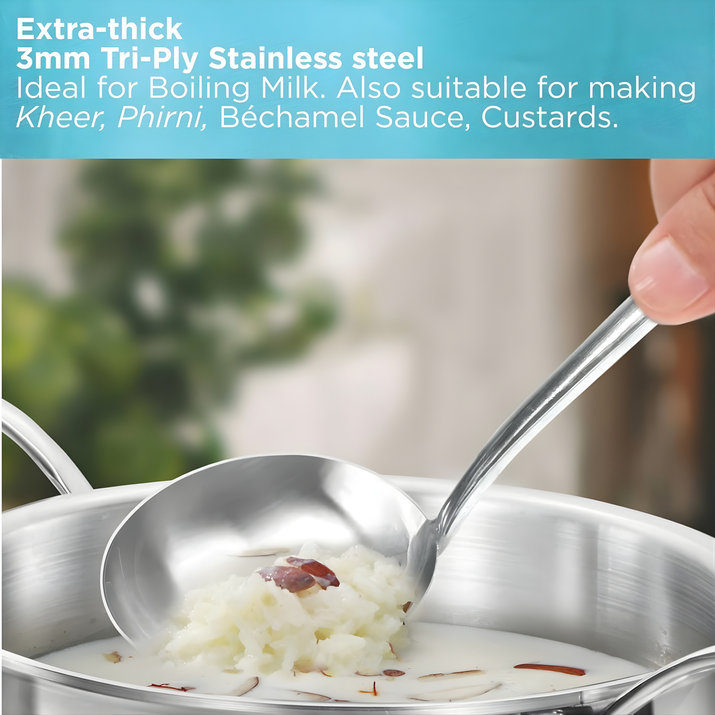 Hawkins 3 Litre Pro TriPly Stainless Steel Milk Pan with Stainless Steel Lid, Milk Pot, Sauce Pan, Silver (PSMP30S)