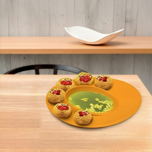 Servewell Melamine Panipuri/GOL-Gappa/Fulki/Gup-chup/Pakodi/Phuska Serving Plates (Pack of 4, Multi Color)