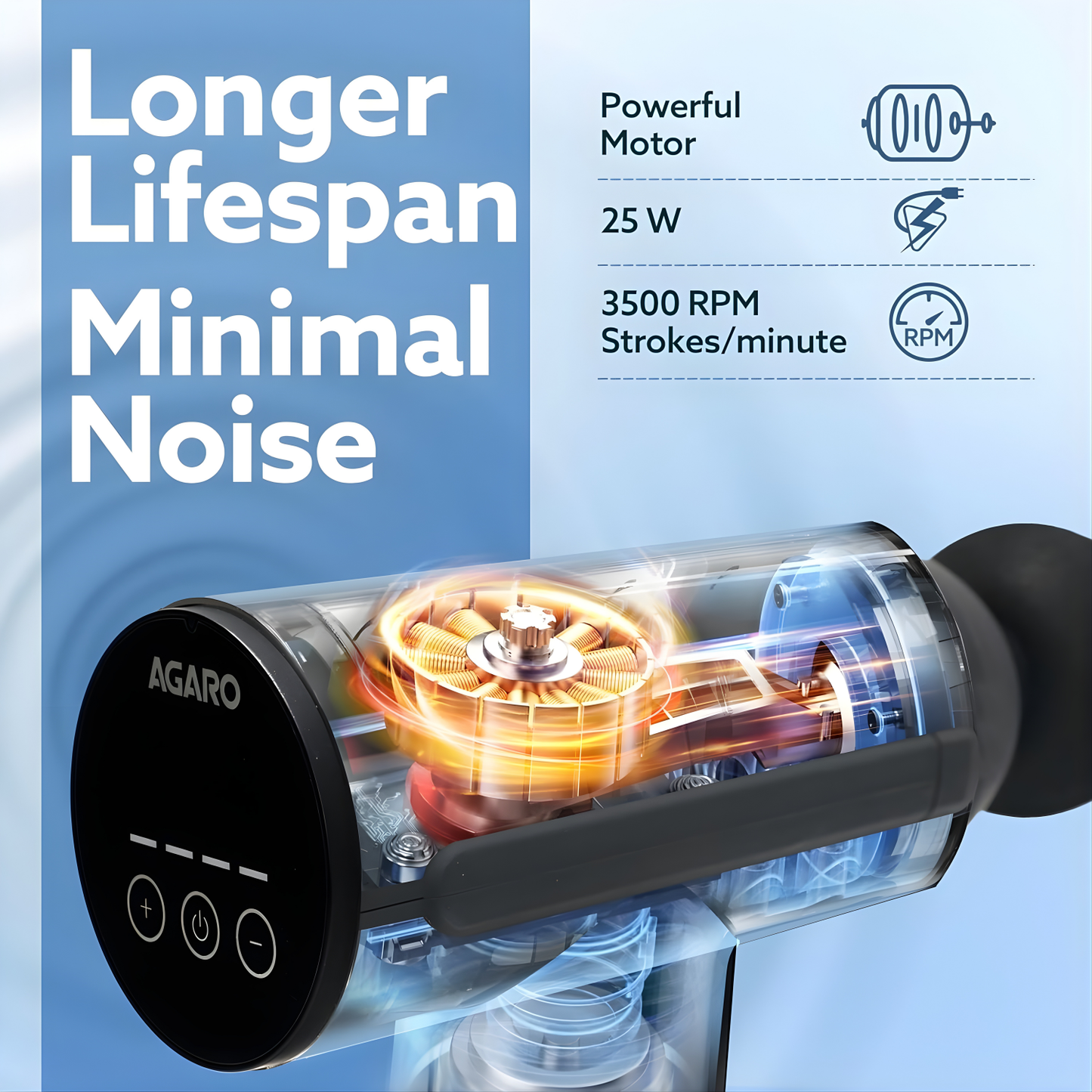 AGARO Galaxy Gun Massager, 4 Heads, 6 Speed, Rechargeable, Handheld, Acupressure, Muscle Massager for Full Body Relief, Muscle Relaxation of Neck, Shoulder, Back, Foot for Men & Women, Black.