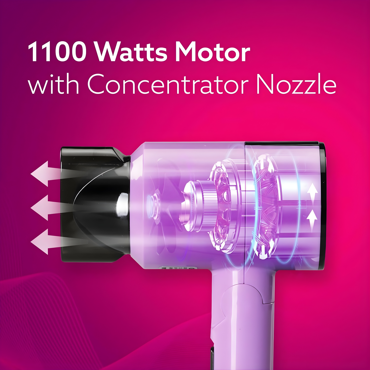 AGARO HD-1211 Hair Dryer 1100 Watts, 2 Heat Speed and Cool Mode, Foldable (Compact in Size), Purple