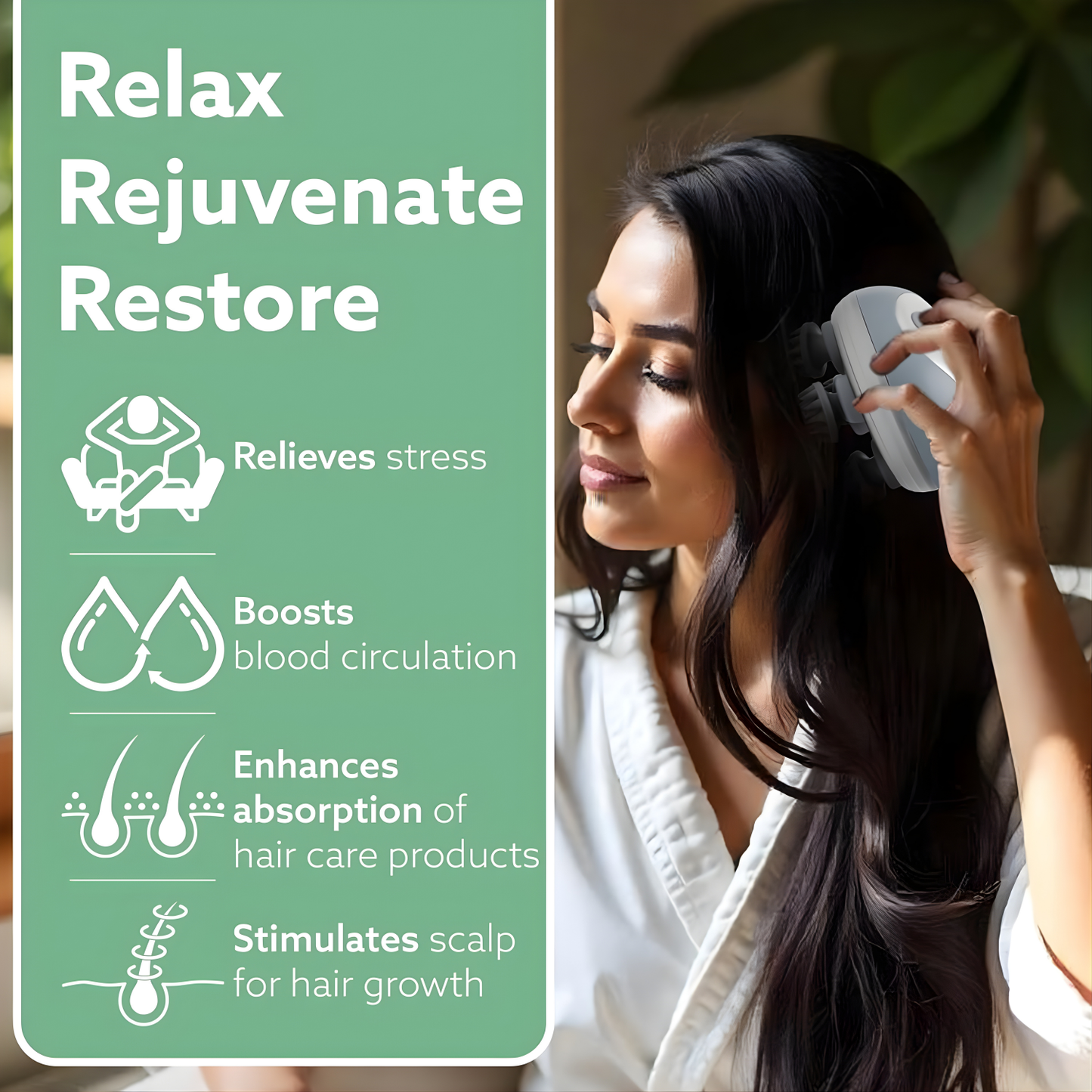 AGARO Scalp Massager, Rechargeable Electric Head Kneading Massager, 3 Speed Modes, Handheld Portable Head Scratcher Massager for Hair Growth, Deep Clean & Stress Relax, SM3675