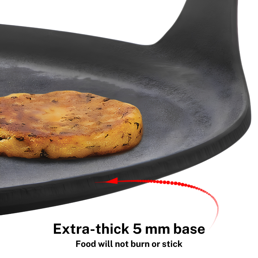 FUTURA By HAWKINS Reinforced Cast Iron Flat Tava 27 cm (CIDT27) | For Dosa, Uttapam, Chila, Tikki | Domestic Gas, Halogen, Ceramic, Induction Cooktop Compatible