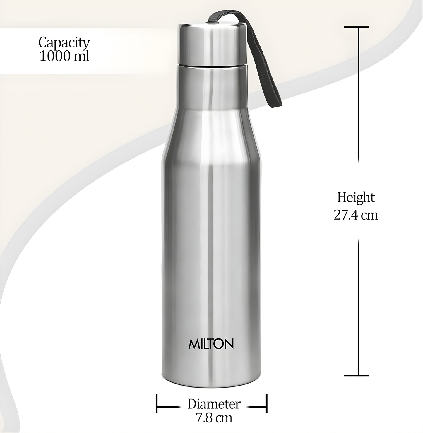 MILTON Super 1000 Single Wall Stainless Steel Bottle, Set of 3, 1000 ml Each, Silver | 100% Leak Proof | Fridge | Office Bottle | Gym Bottle | Home | Kitchen | Hiking | Trekking I Travel