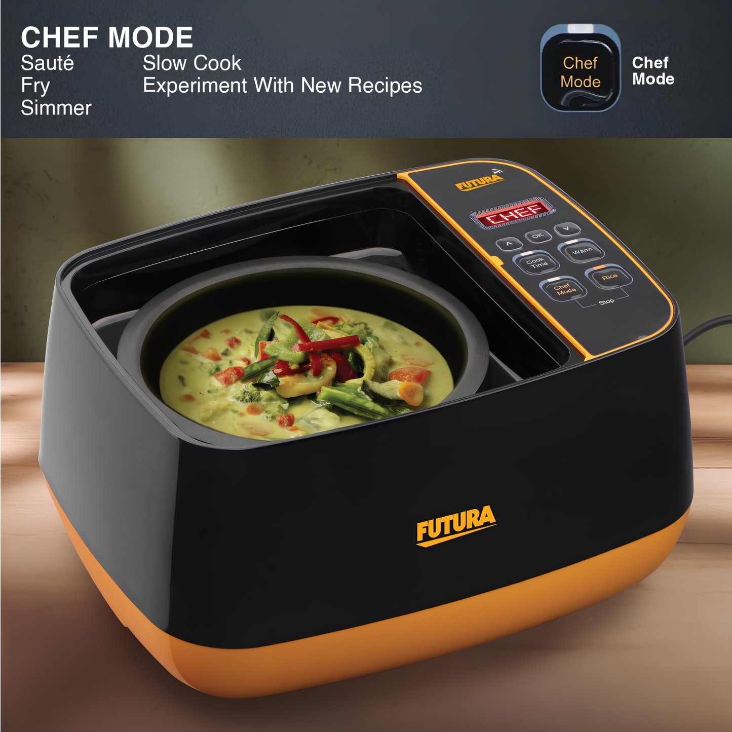 Hawkins Futura Smart Pot with Smart App, 2 Litre Smart Electric Cooker | Wi-Fi App Control | Automatic Rice Cooking | Slow Cooking, Sauté, Fry, Steam & Warm Functions | 100+ Guided Recipes | Portable Table-Top Cooker | Black (FSP1W)