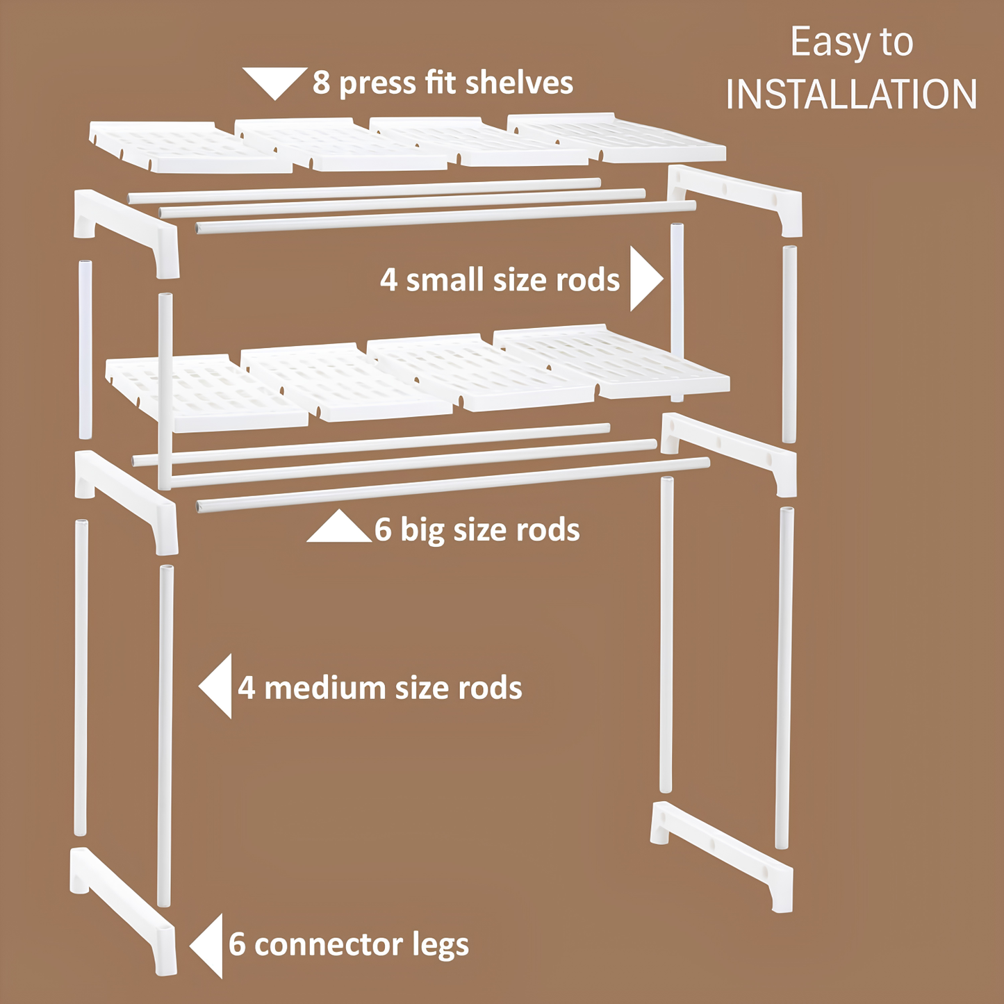 NAYASA Multifunctional Microwave Oven Stand | 2-Tier Heavy-Duty Kitchen Rack | Stainless Steel Rod Organizer Shelf | Space-Saving Storage for Microwave, Oven & Kitchen Essentials | White