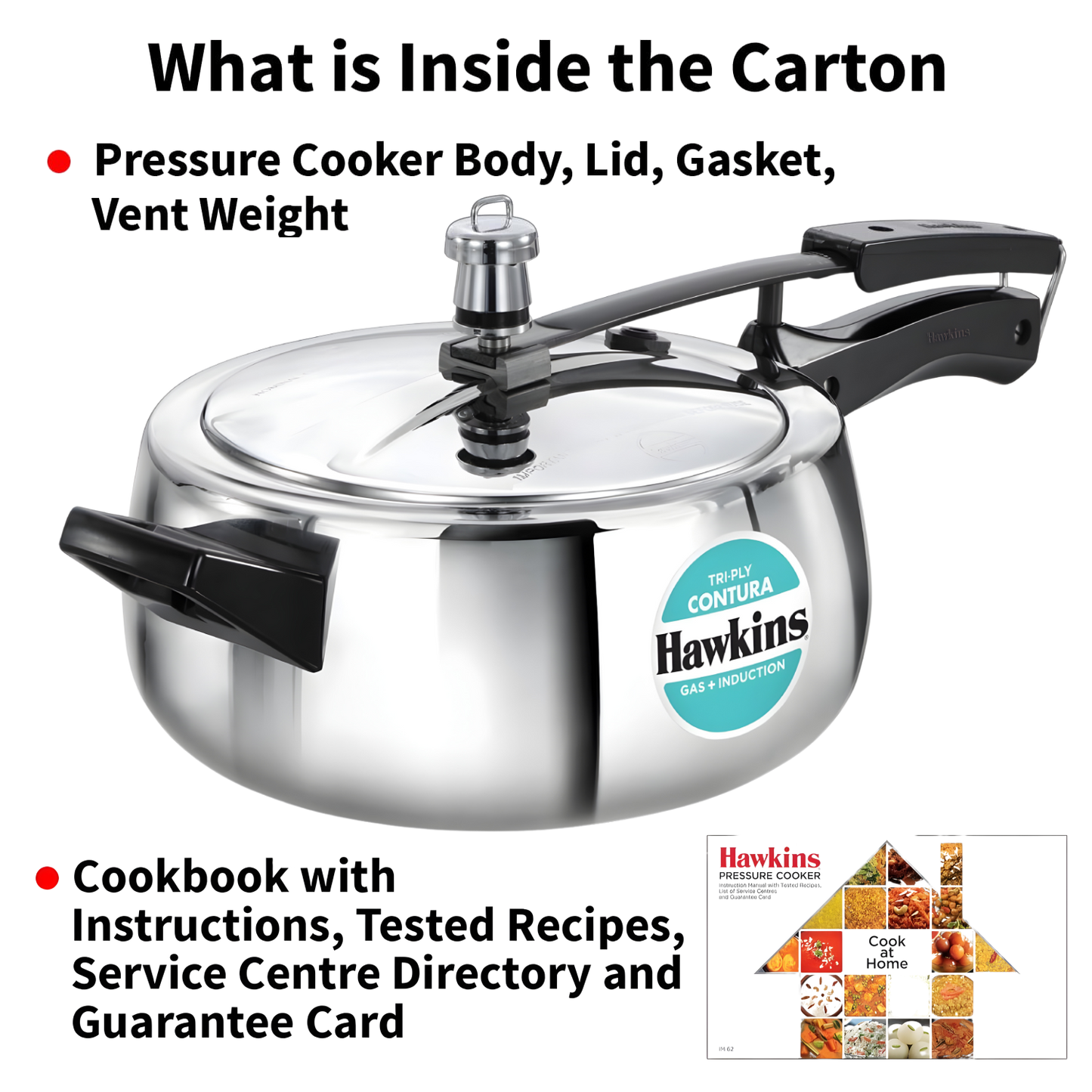 HAWKINS Contura Tri-Ply Stainless Steel 3.5 Litre (SSTCO35) |Induction Compatible
