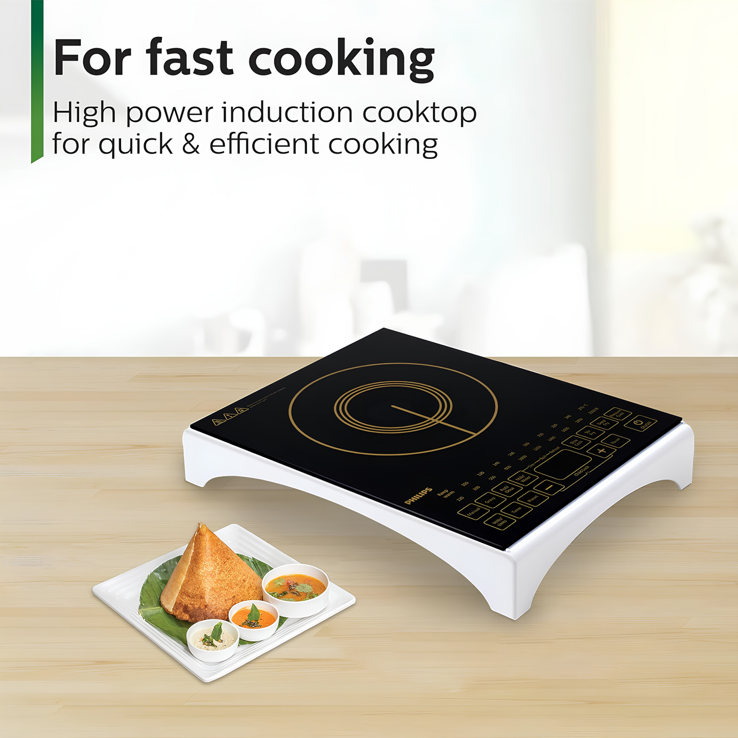PHILIPS Viva Collection HD4938/01 2100-Watt Glass Induction Cooktop with Sensor Touch