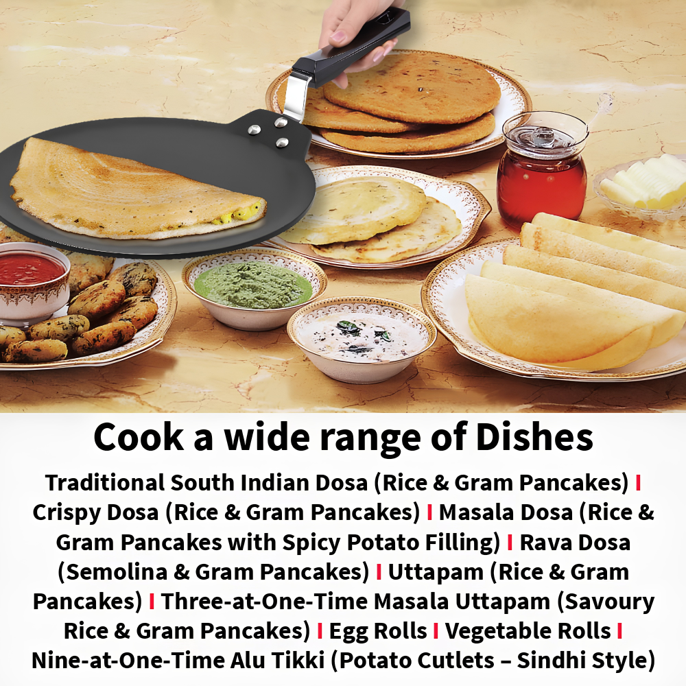 FUTURA Hawkins 28 cm Dosa Tava, Non Stick Flat Dosa Tawa, Gas, Induction Cooktop Compatible, (INDT28)