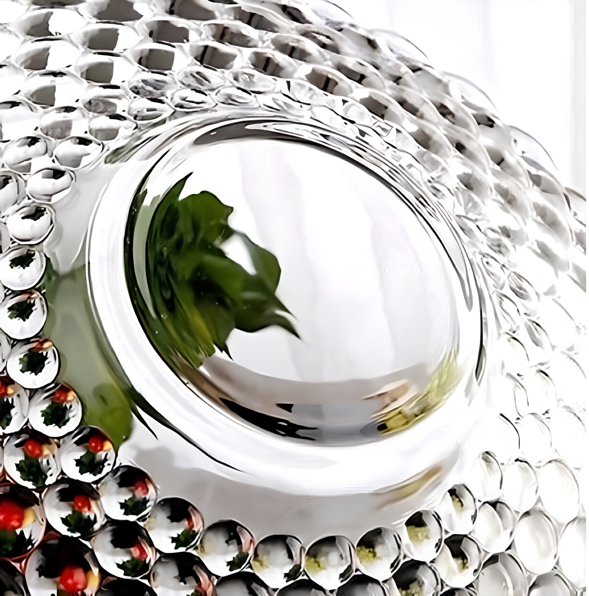 HILUXE Cassini Glass Fruit Bowl Plate for Dining Table | Classic Bubble Design | Dry Fruit Chocolate Tray Crystal Decoration Serving Bowl |Dessert Plate | For Home, Party, Restaurant, Hotels | Gifting