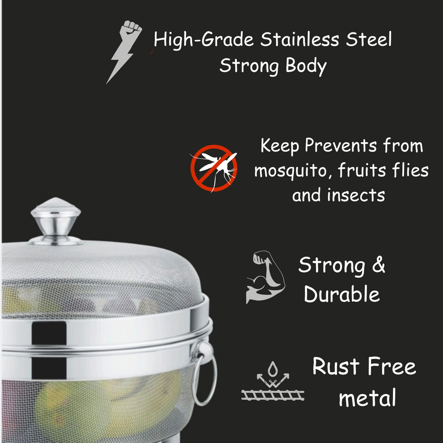 JAI BABA JI Fruits & Vegetables Basket | Stainless Steel Mesh | Draining Strainer | Mirror Polish | Dishwasher Safe