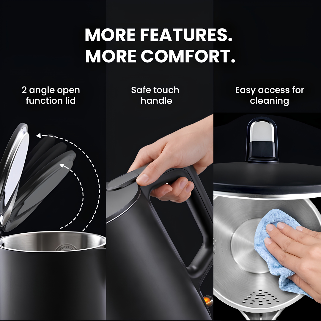 SUJATA 1380 W Electric Kettle EK01 1.5 Litre | Strix Controller (Dry Heat Protect) | Cool Touch | 3 Way Auto Shut Off | Stainless Steel | Double Wall Cool Touch | 360 Degree base | Black