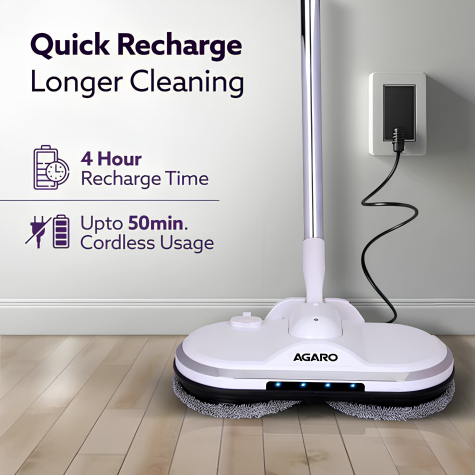 AGARO Regency Electric Spin Mop for Floor Cleaning, Floor Mopping, Automatic Wet Mopper, Cordless, Adjustable Handle, Water Sprayer, Lightweight, For Hardwood, Tile & Laminate Floors, Home, Kitchen & Office use