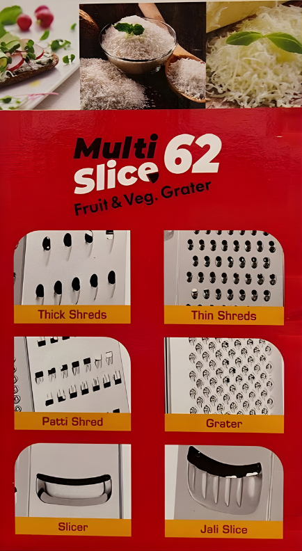 ANJALI Chefline Multi Slicer 62 | Fruit & vegetable Grater | 6 Way | Slicer, Shredder, Grater, Jali Slice