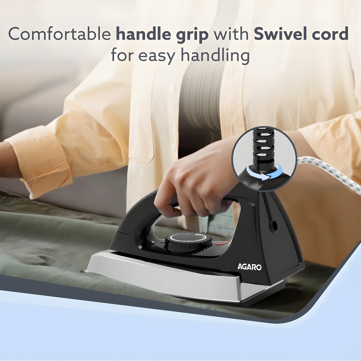 AGARO Regal Heavy Weight Electric Dry Iron, 1000 W, Black