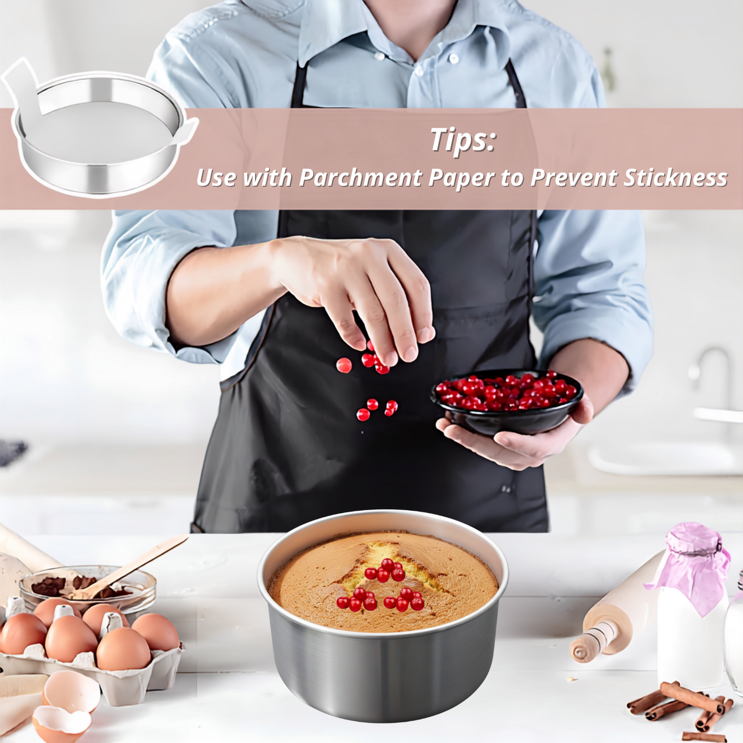PEACOCK Aluminium Round Cake Mould | Cake Pot | For Ovens, OTG, Microwave (Convection Mode Only) | Strong & Premium Quality | Silver