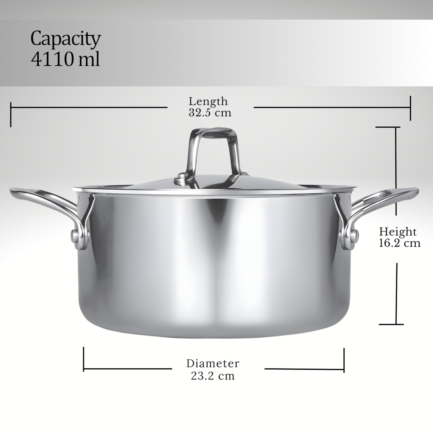 MILTON Procook Triply SS Casserole/Stock Pot/Biryani Pot with Lid 22 cm, 4 Litre, Cook-N-Serve Bowl, Gas and Induction Friendly, 3 Years Warranty