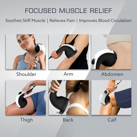 AGARO Atom Plus Electric Handheld Full Body Massager, 4 Massage Heads, Mesh Cover, Variable Speed Settings for Pain Relief and Relaxation, Back, Leg & Foot