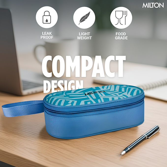MILTON Plato Pack Big Stainless Steel Lunch Box (2 X 500 ml containers) with Jacket | Leak Proof, Food Grade I Lightweight, Odour Proof | 1 Year Warranty I Ideal for Office, School, Travel