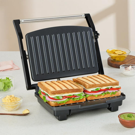 BOROSIL Elite Prime Grill 1000 Watt Sandwich Maker, 2 Slice Automatic Grill Sandwich Maker
