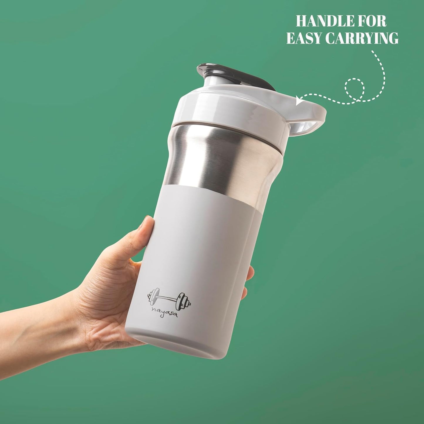 NAYASA Alloy Cross Fit Stainless Steel Gym Shaker Bottle | 900 ml | Leakproof & Durable