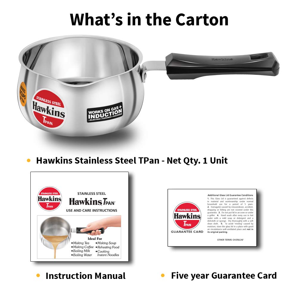 Hawkins 1 Litre Tpan, Stainless Steel Tea Pan, Induction Sauce Pan, Chai Pan, Small Pan, Silver (SST10) - Premium Sauce/Tea Pan from Hawkins - Just Rs. 833! Shop now at Surana Sons