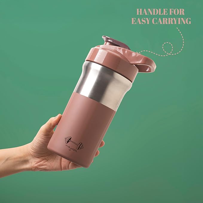 NAYASA Alloy Cross Fit Stainless Steel Gym Shaker Bottle | 900 ml | Leakproof & Durable