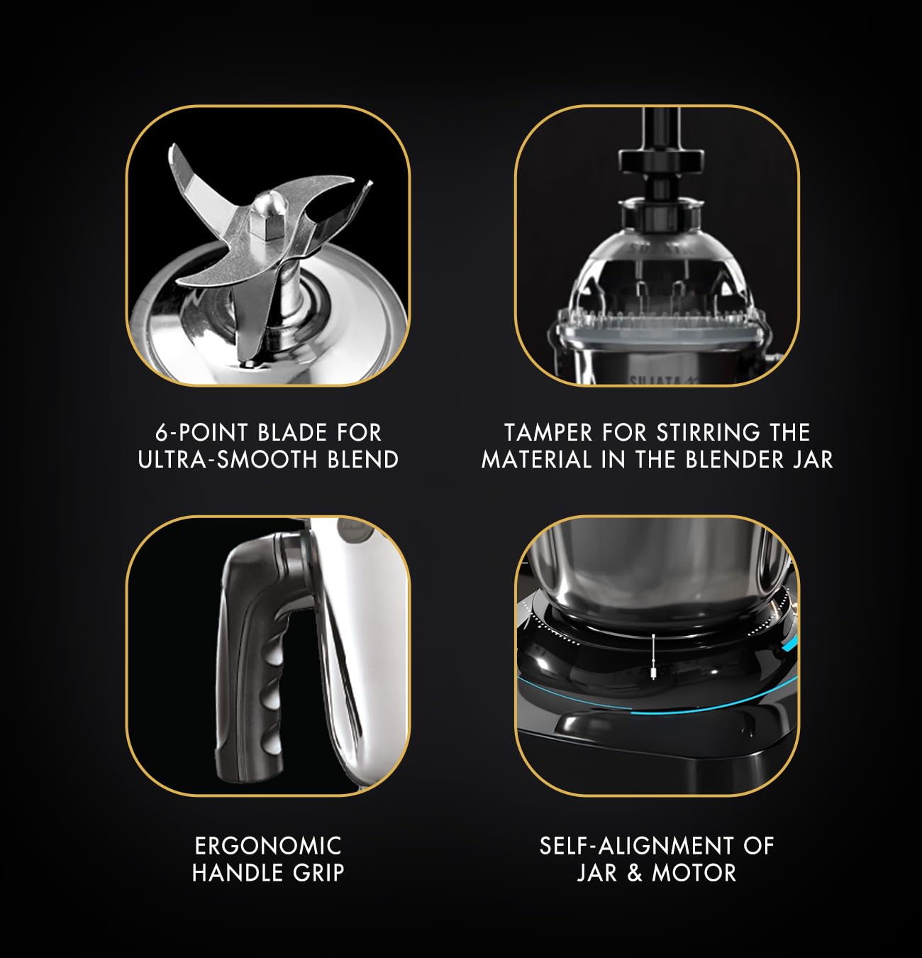 SUJATA 1000 Watt Mixer Grinder, Black | MG02 | 3 Jar